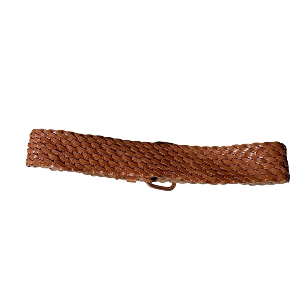 Hand Crafted Boho Leather Woven Braided Belt Tan M - Picture 7 of 8